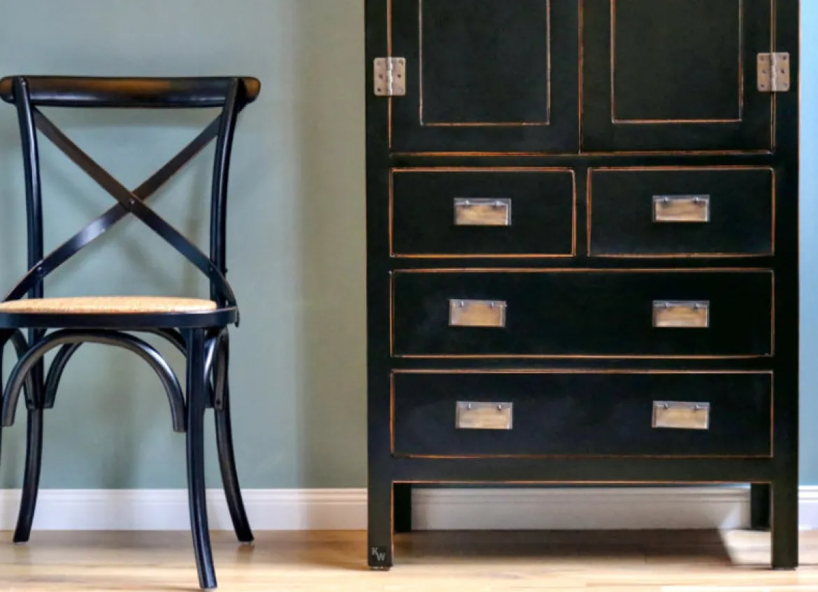 Asiatischer Schrank Shanghai schwarz
