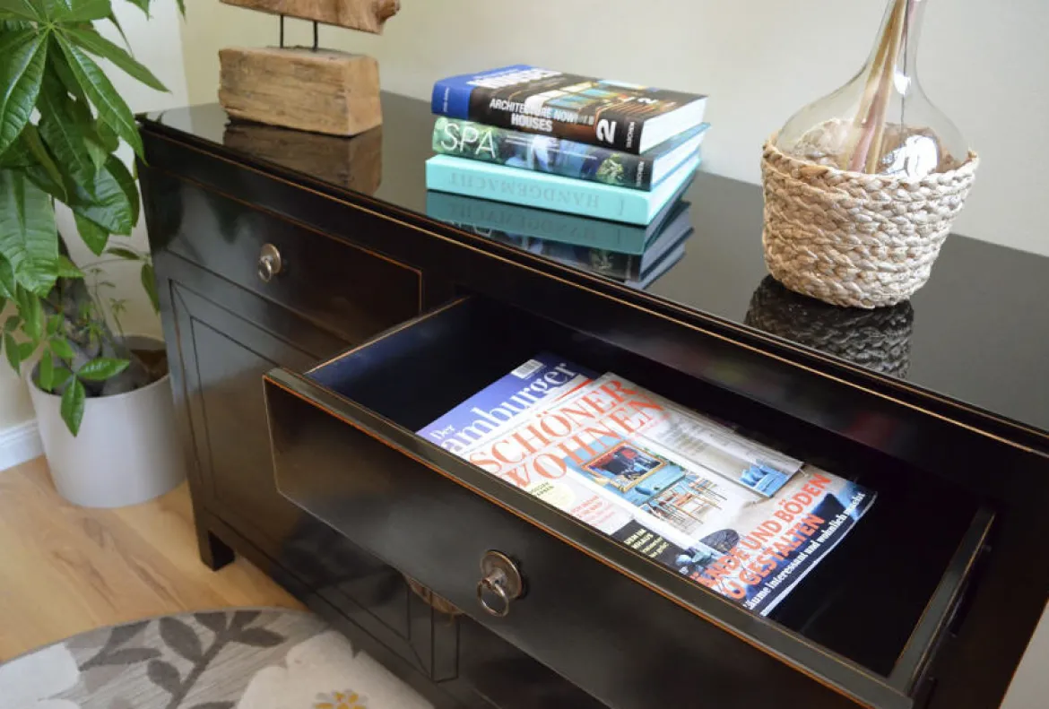 Asiatisches Sideboard 120 cm schwarz