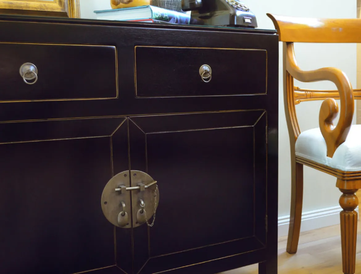 Asiatisches Sideboard 2-türig schwarz