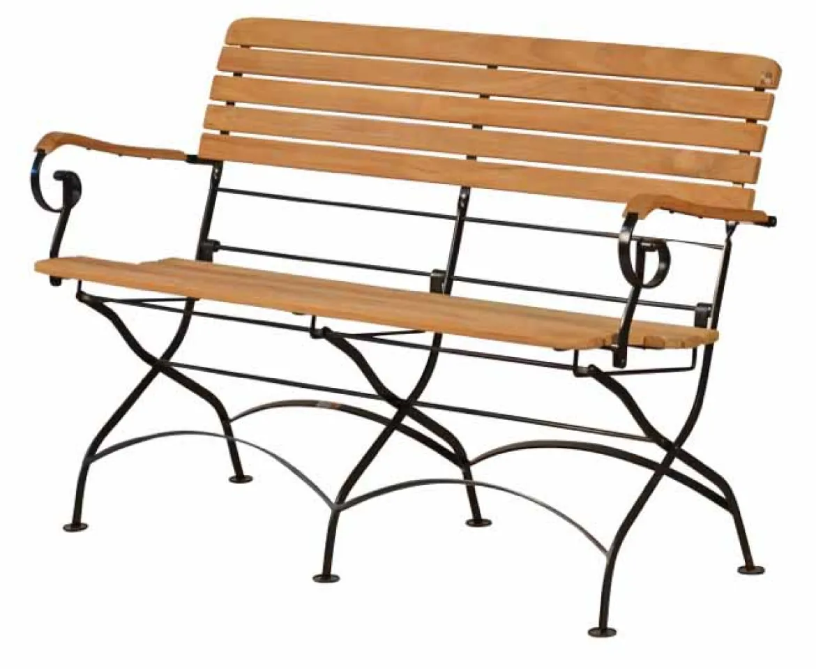 Bank Bellevue mit Leisten aus Teak