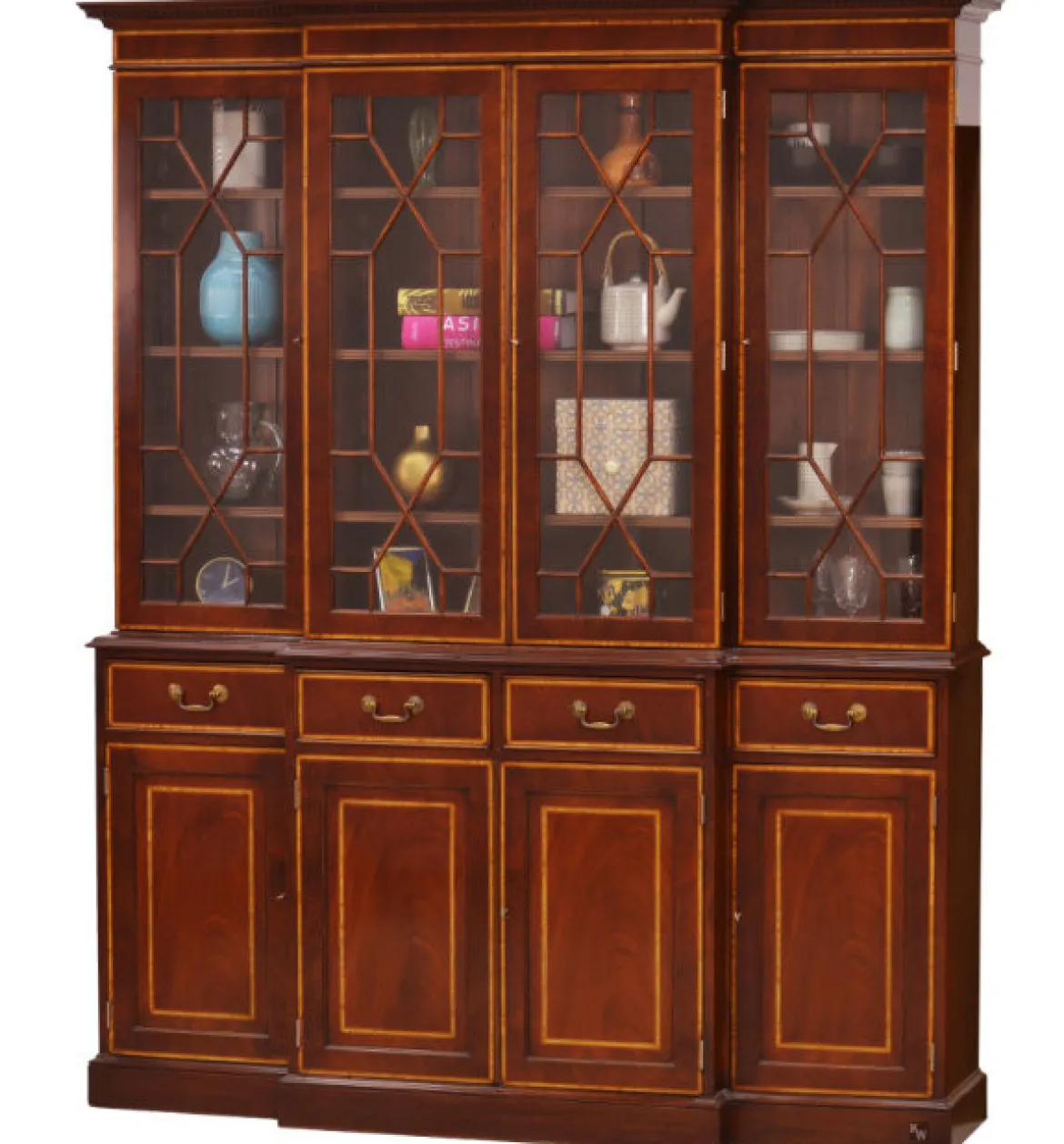Bücherschrank 4-türig Mahagoni Breakfront