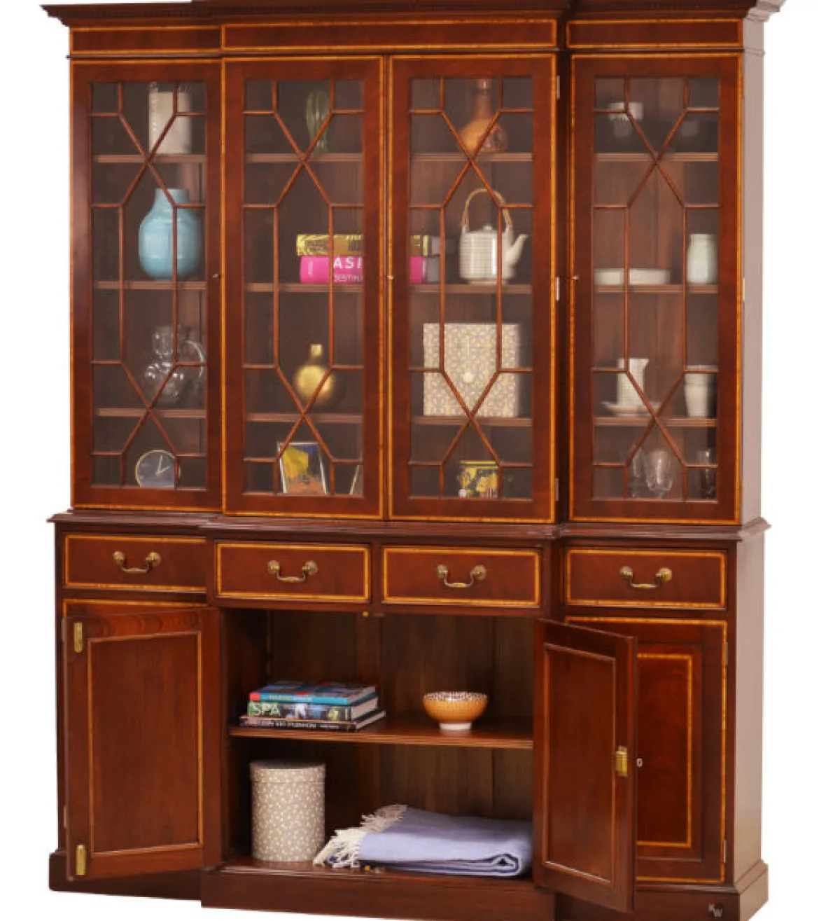 Bücherschrank 4-türig Mahagoni Breakfront