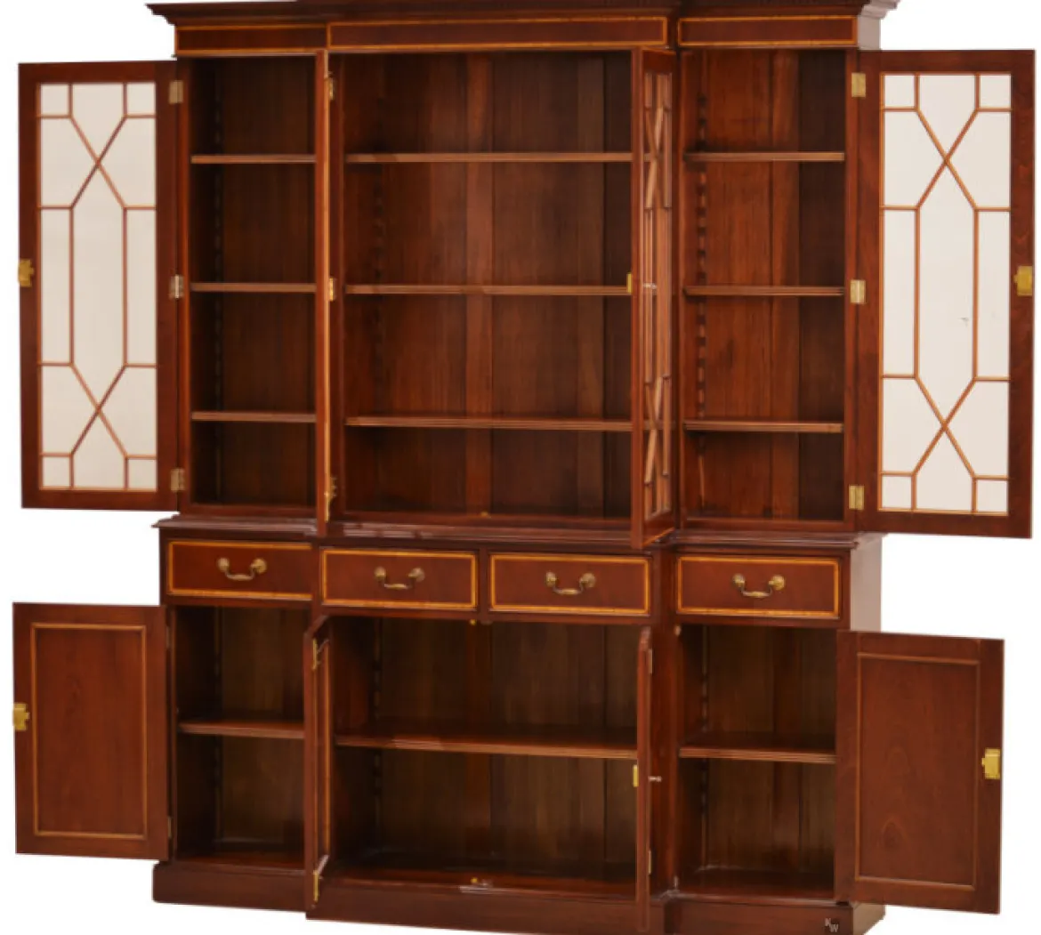 Bücherschrank 4-türig Mahagoni Breakfront