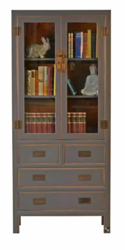 Chinesischer Vitrinenschrank Jiangsu grey