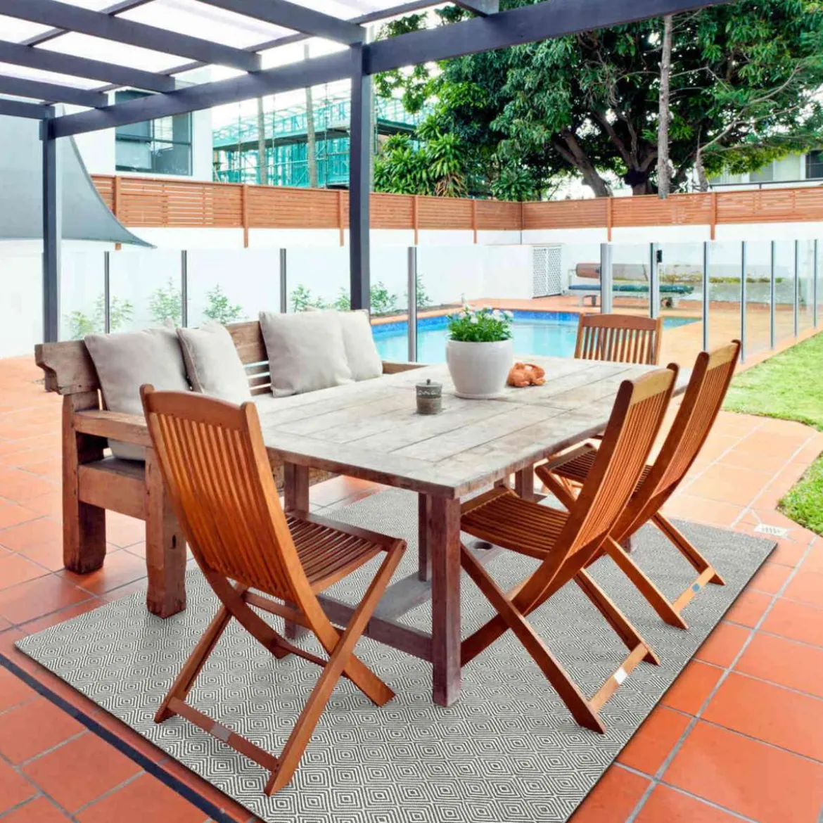 Design Outdoorteppich Solitaire in grau