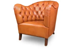 Leder Sessel East Side mit Knöpfung