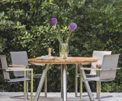 Runder Teak Tisch Hamilton Edelstahl