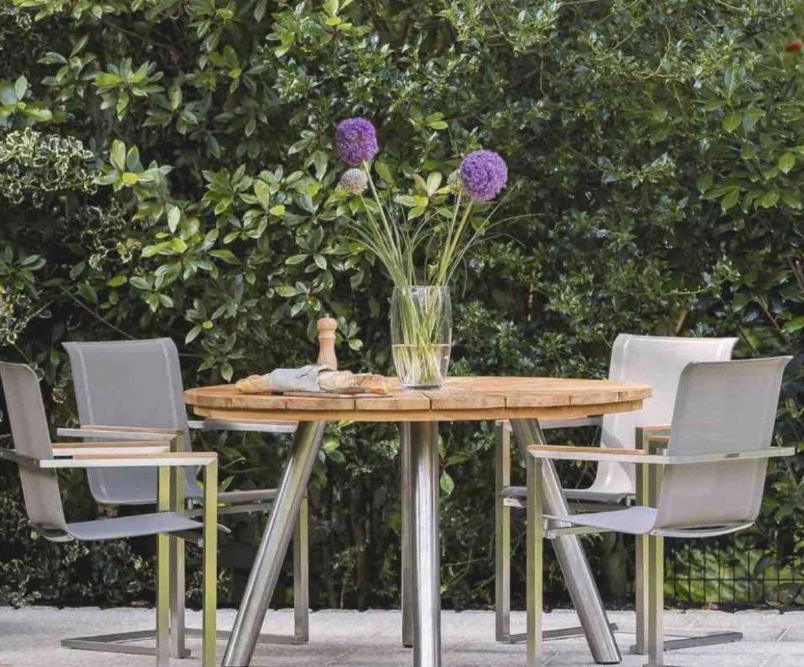 Runder Teak Tisch Hamilton Edelstahl