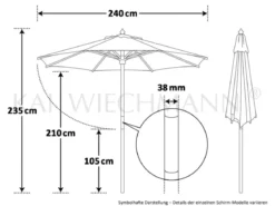 Sonnenschirm anthrazit Sunshine Style 240 cm