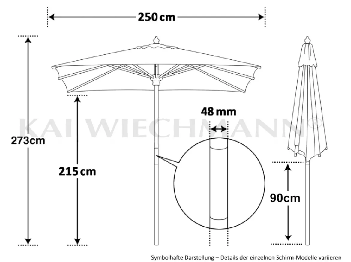 Sonnenschirm eckig Quadrus 250x250 cm