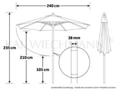 Sonnenschirm weiß Sunshine 240 cm