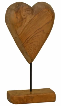 Standfigur Herz Teakholz massiv
