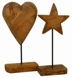 Standfigur Herz Teakholz massiv