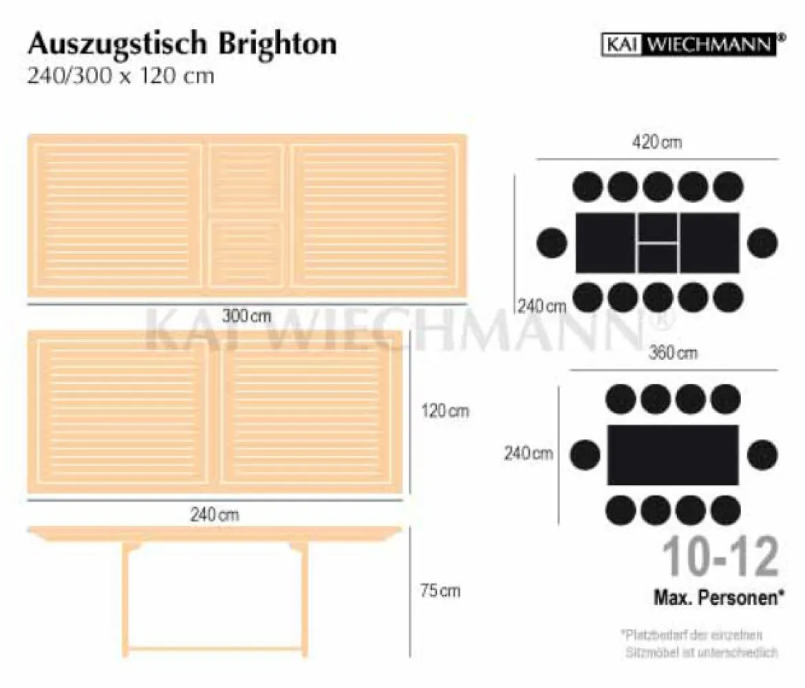 Teak Ausziehtisch Brighton rechteckig 240 cm