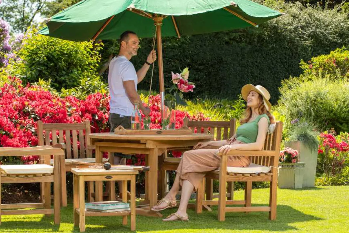 Teak Ausziehtisch rund Rondo