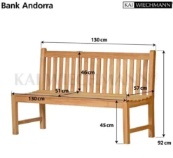 Teak Bank Andorra ohne Armlehnen 130 cm