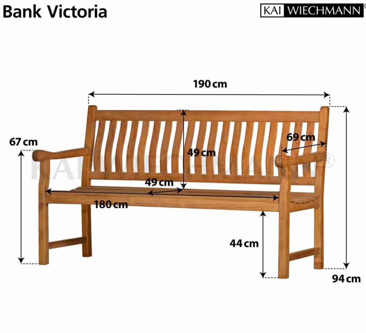 Teak Bank Victoria 190 cm