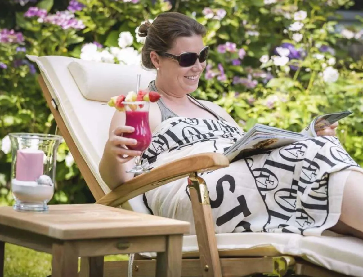 Teak Deckchair mit Rad Brighton