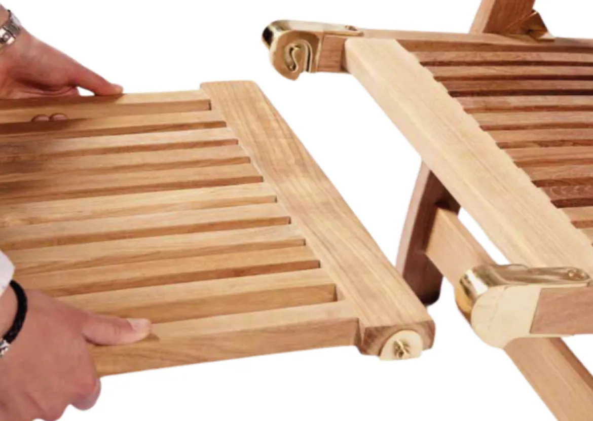 Teak Deckchair mit Rad Brighton