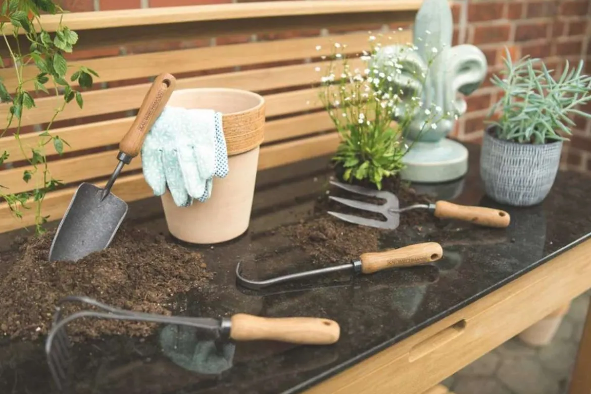 Teak Gartenwerkzeug 4er Set Florenz
