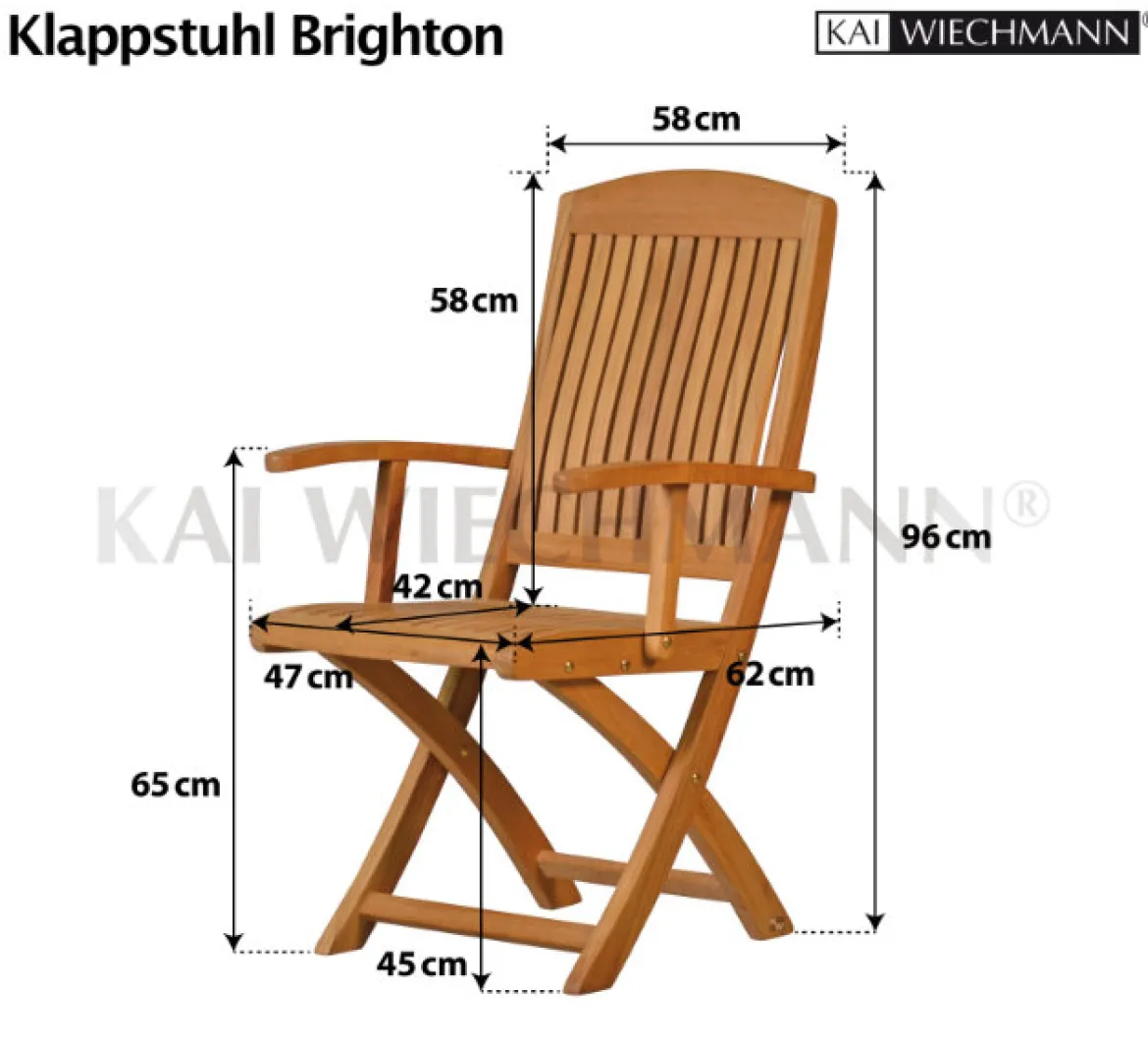Teak Klappstuhl Brighton mit Armlehnen