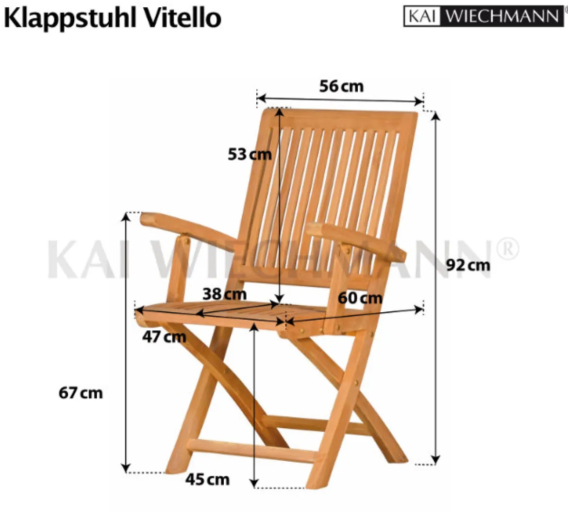 Teak Klappstuhl Vitello mit Armlehnen