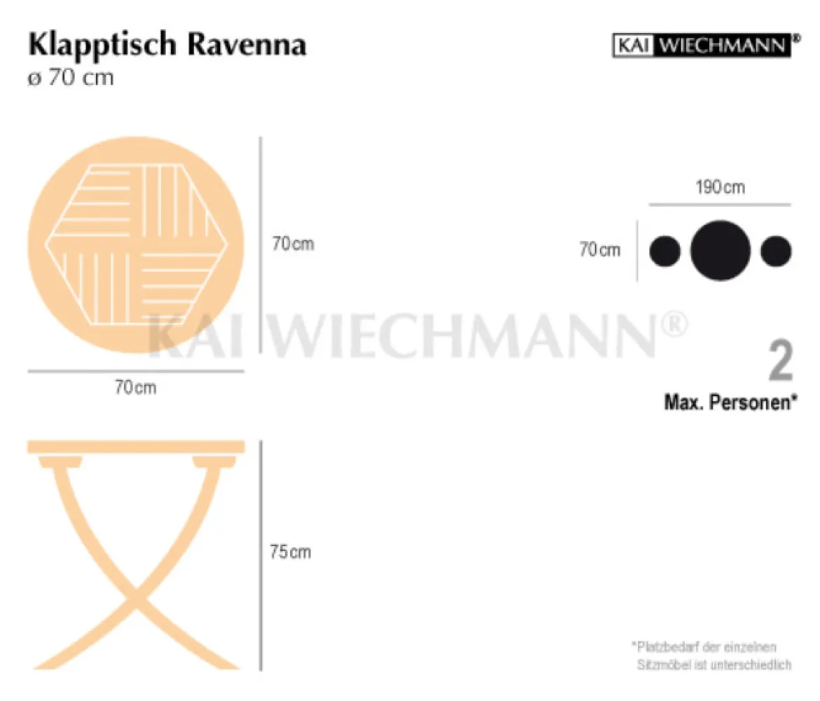 Teak Klapptisch rund Ravenna 70 cm