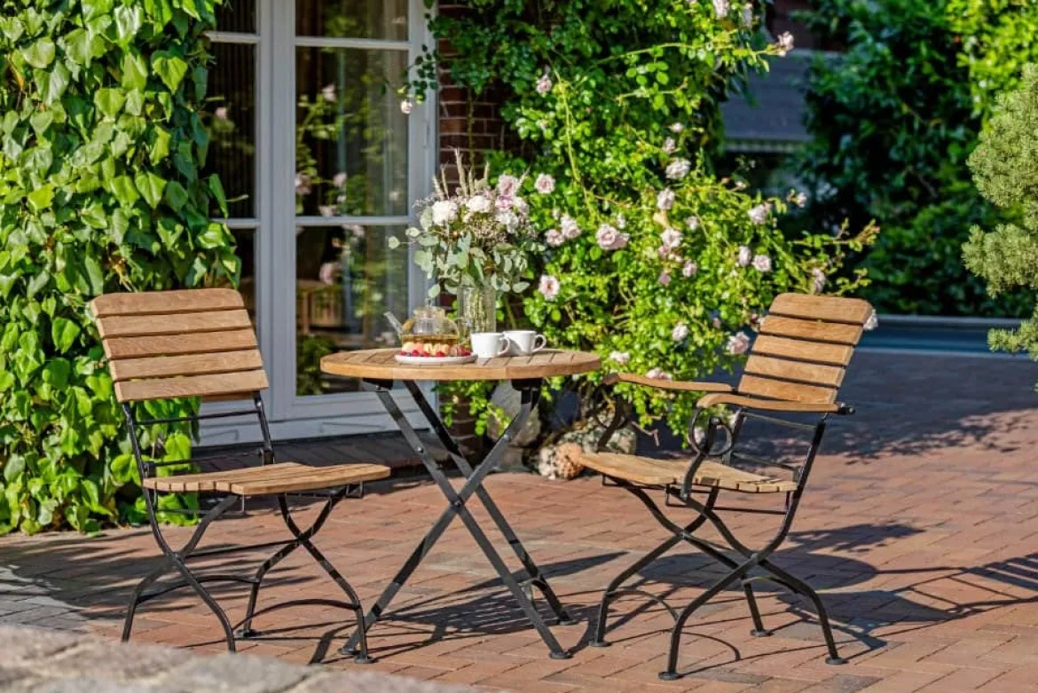 Teak Sitzgruppe Bellevue rund 1-5 Personen mit Klappfunktion