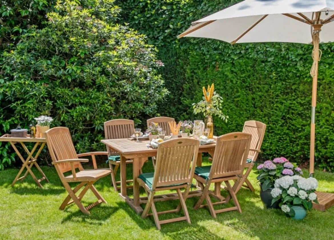 Teak Sitzgruppe Brighton eckig 1-4 Personen mit Klappfunktion