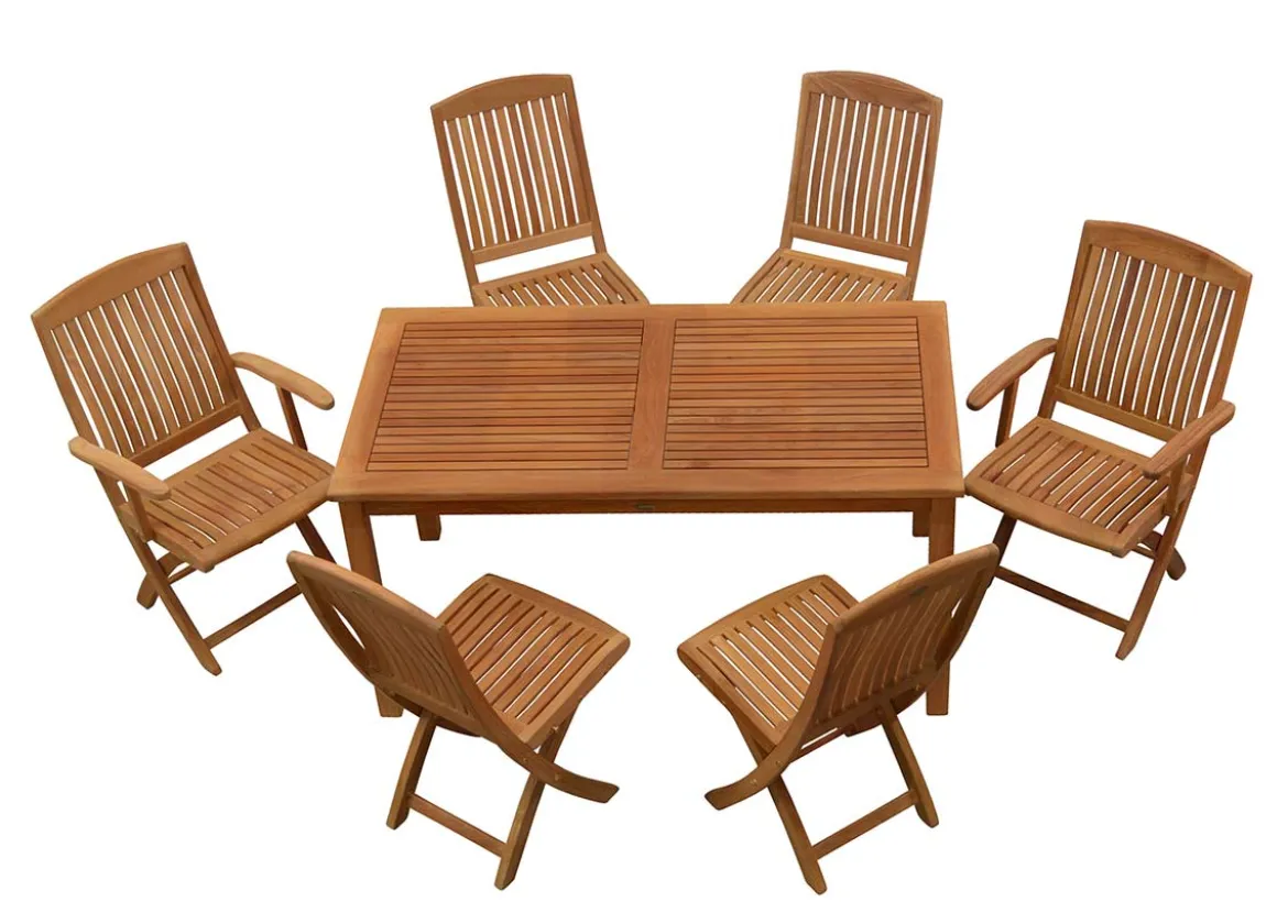 Teak Sitzgruppe Brighton mit Klappstühlen 1-8 Personen