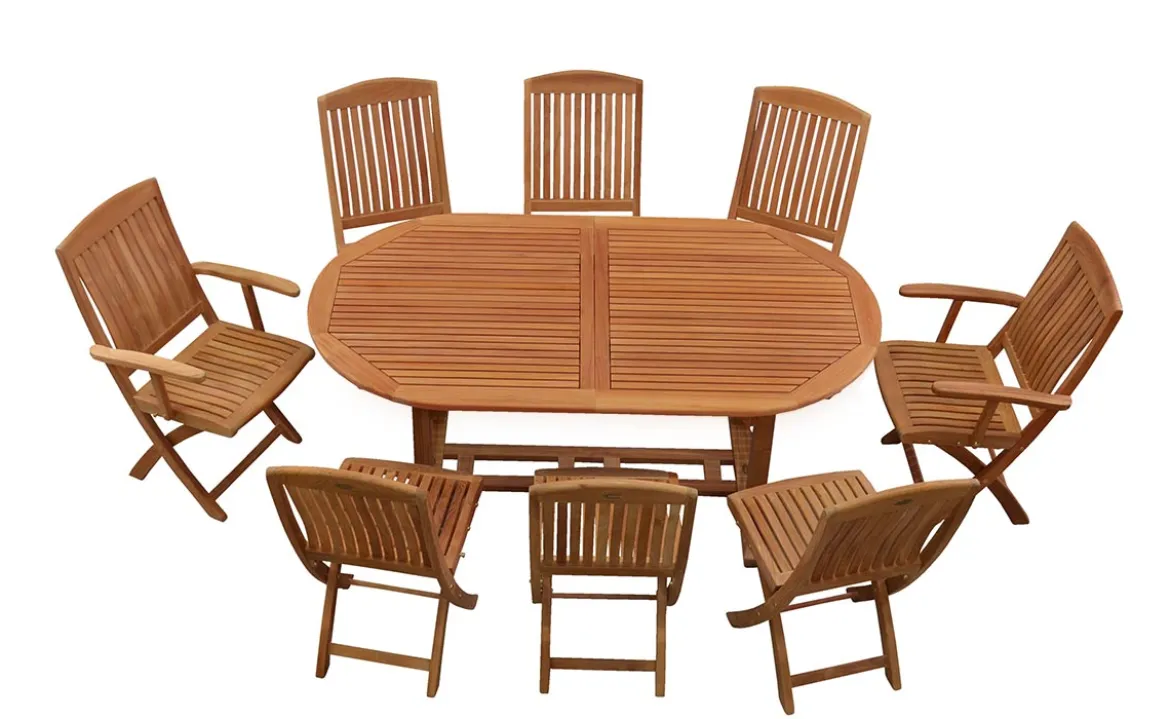 Teak Sitzgruppe Brighton oval 6-12 Personen mit Ausziehfunktion