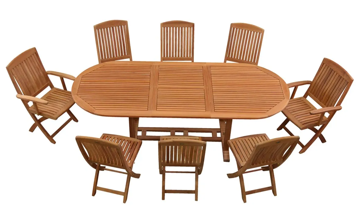 Teak Sitzgruppe Brighton oval 6-12 Personen mit Ausziehfunktion