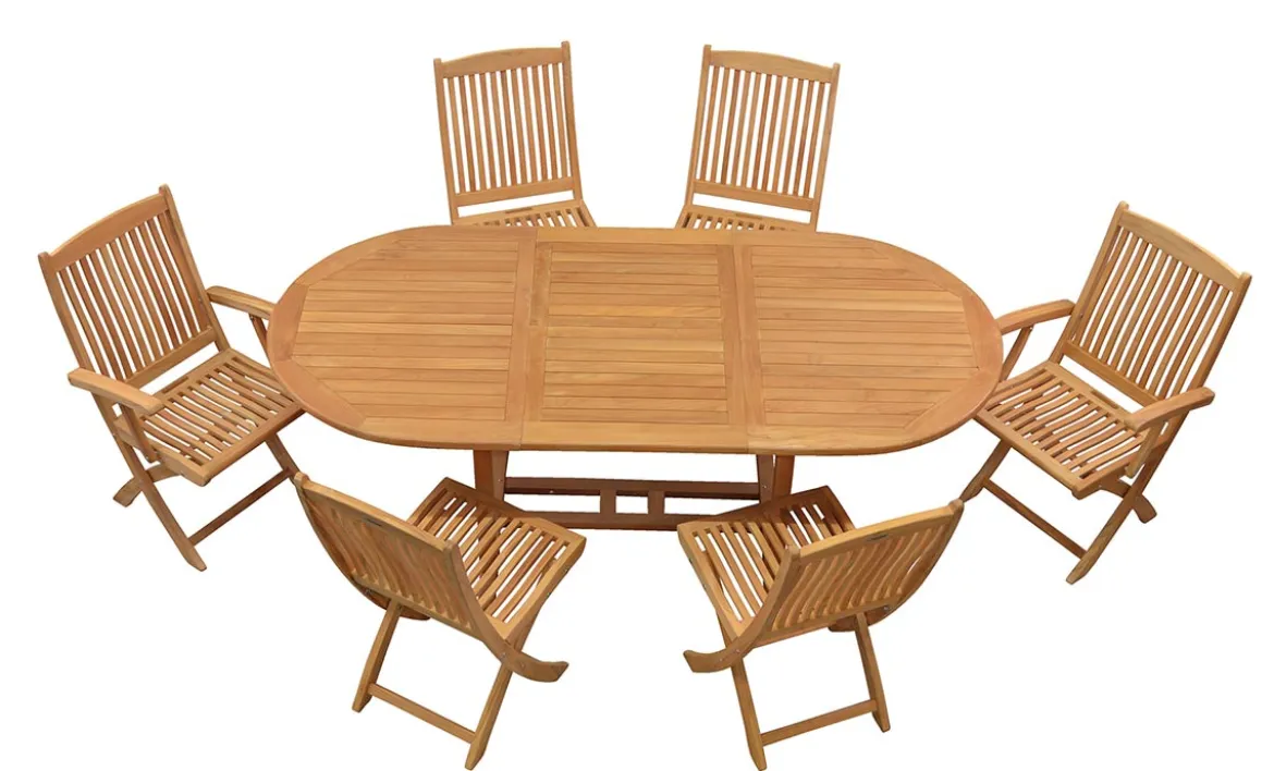 Teak Sitzgruppe Orvieto und Portofino 4-10 Personen mit Ausziehfunktion
