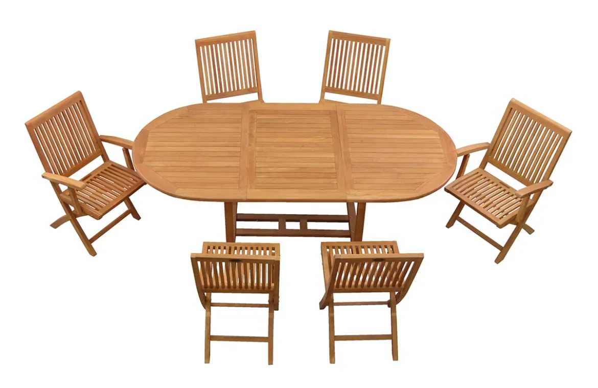 Teak Sitzgruppe Orvieto und Vitello 4-10 Personen mit Ausziehfunktion