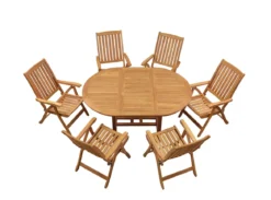Teak Sitzgruppe Rondo und Pisa 6-8 Personen mit Ausziehfunktion