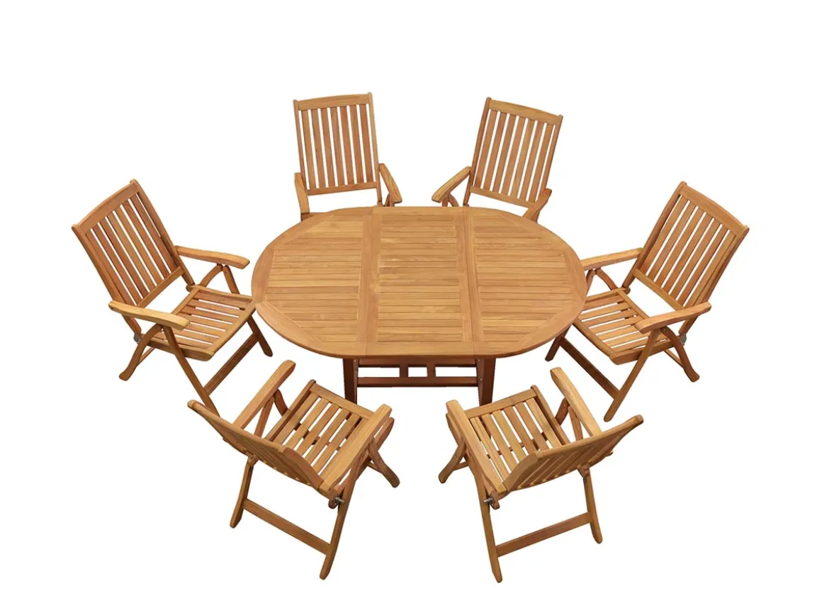 Teak Sitzgruppe Rondo und Pisa 6-8 Personen mit Ausziehfunktion