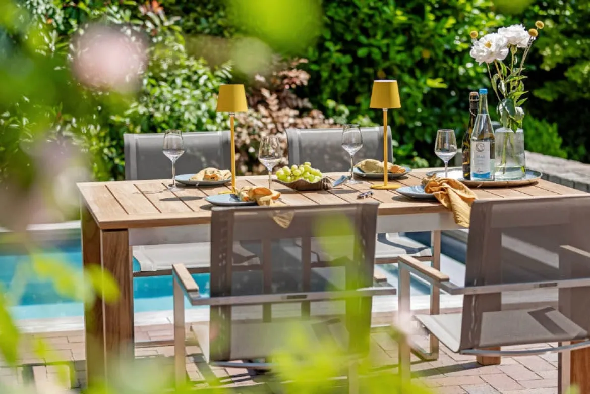 Teak Tisch Edelstahl Triton