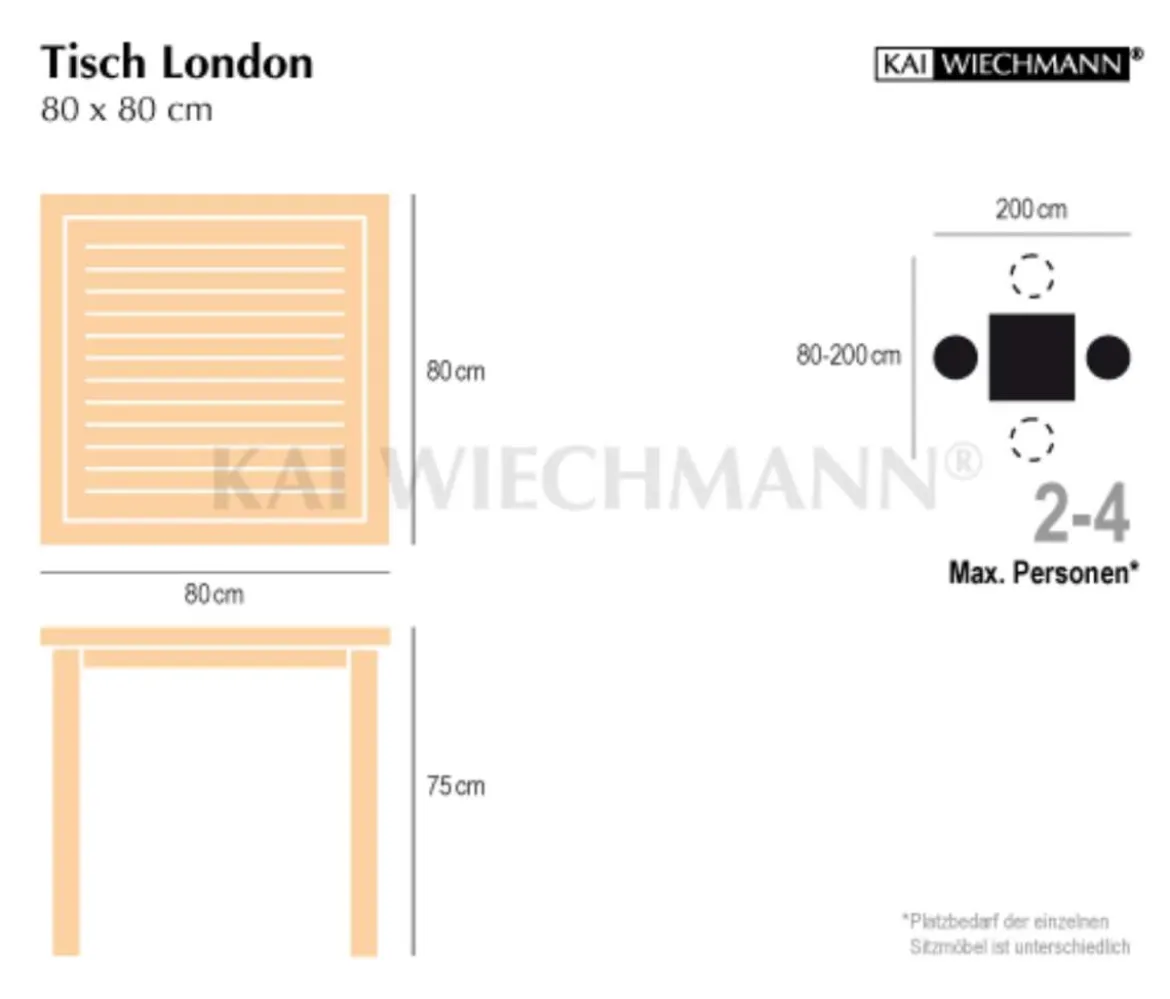 Teak Tisch London 80 cm