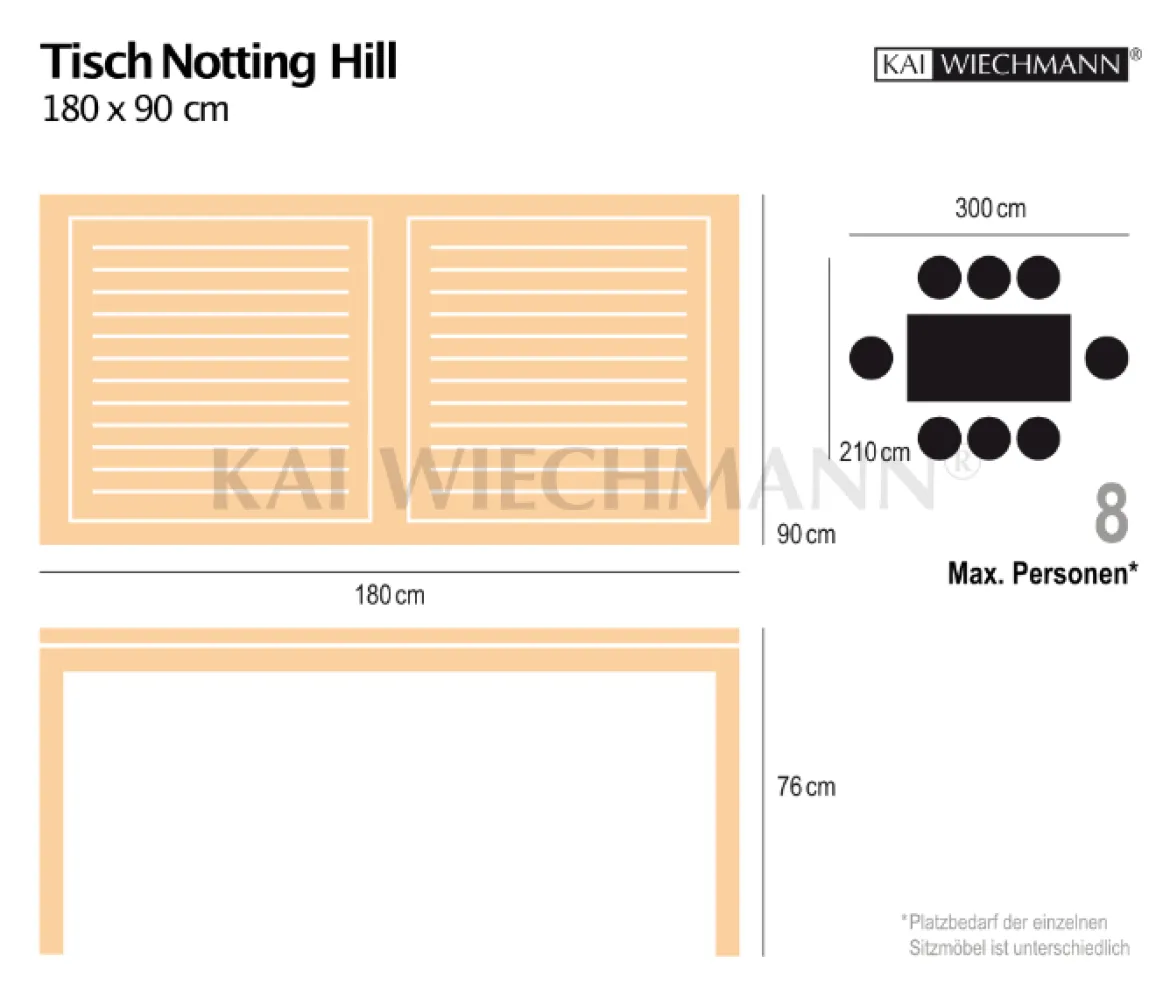 Teak Tisch Notting Hill 180 cm