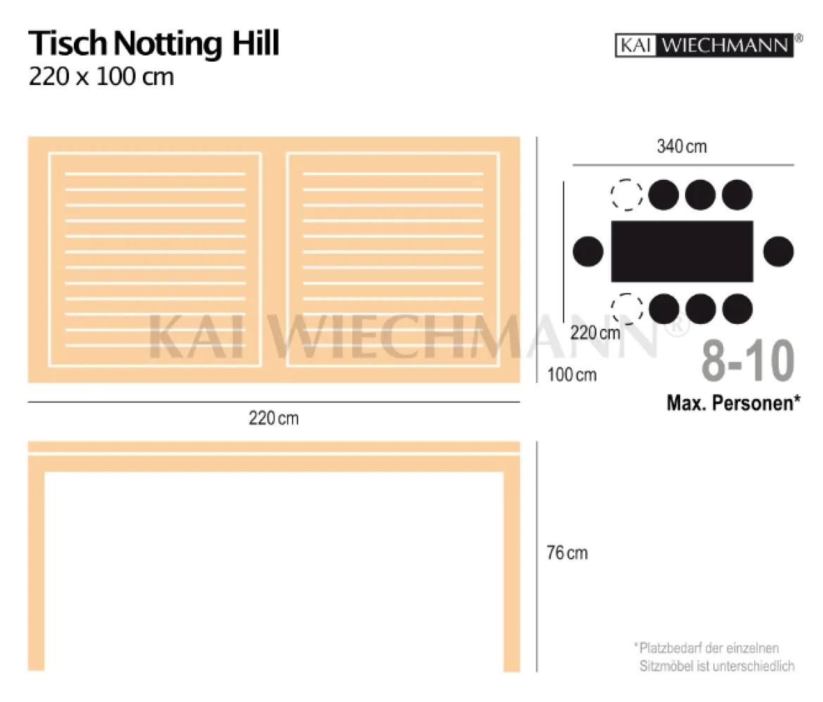 Teak Tisch Notting Hill 220 cm