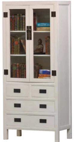 Vitrinenschrank antikweiß