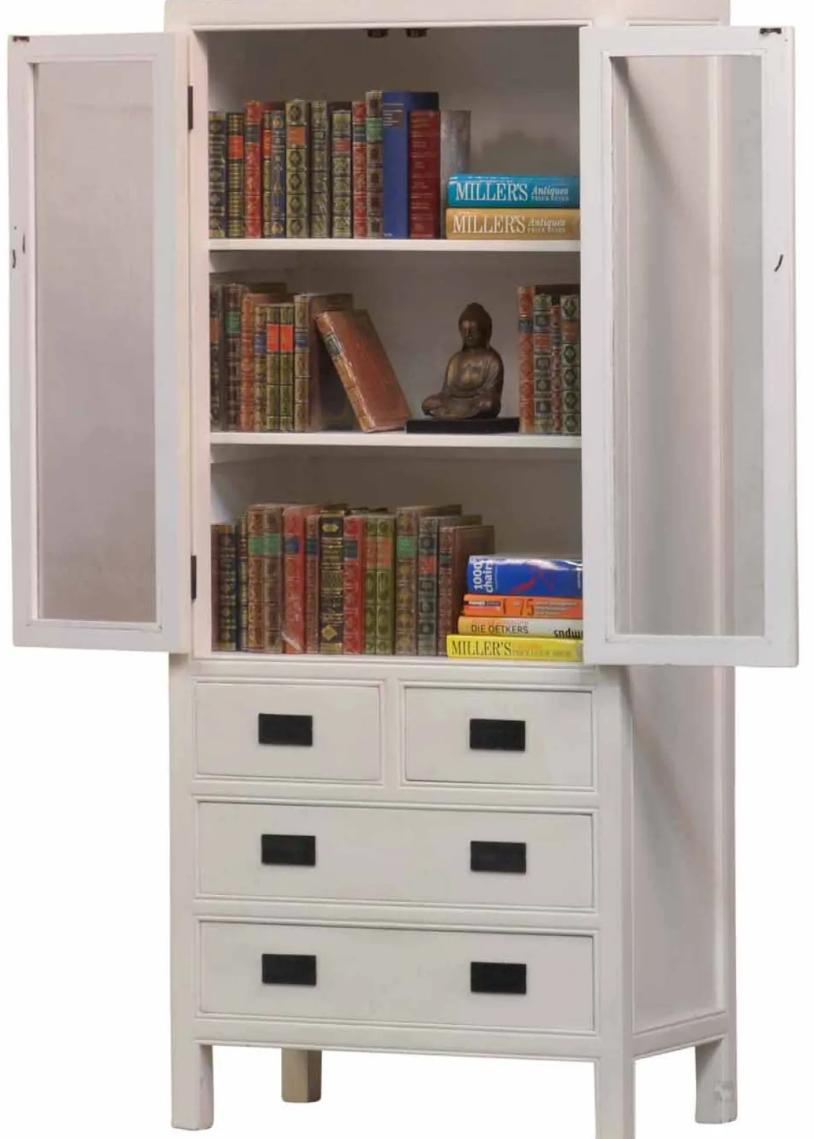 Vitrinenschrank antikweiß